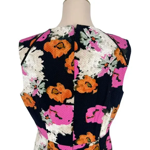 J.Crew Floral Sheath Dress 12 Portfolio Navy Pink Petunia Matelasse Sleeveless - Picture 9 of 13